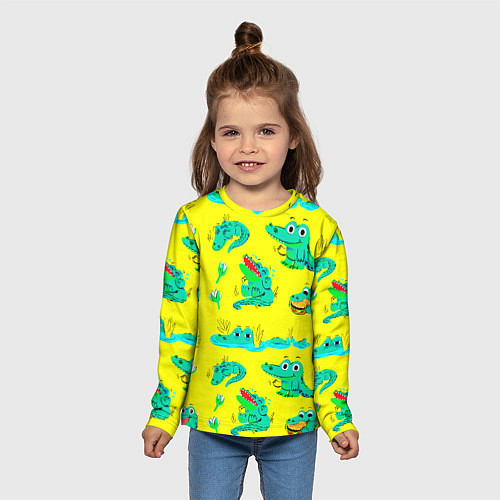 Детский лонгслив GREEN CROCODILES / 3D-принт – фото 5