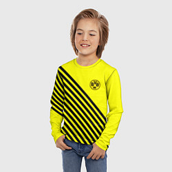 Лонгслив детский Borussia черные полосы, цвет: 3D-принт — фото 2