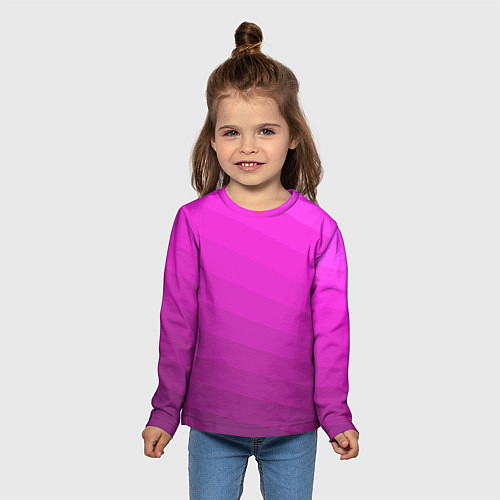 Детский лонгслив Розовый неоновый полосатый узор Pink neon / 3D-принт – фото 5