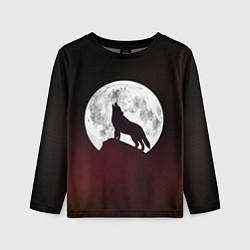 Лонгслив детский Волк и луна Wolf and moon, цвет: 3D-принт