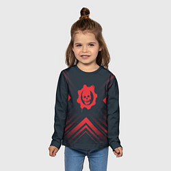 Лонгслив детский Красный Символ Gears of War на темном фоне со стре, цвет: 3D-принт — фото 2