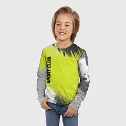 Лонгслив детский Sports club gray green pattern, цвет: 3D-принт — фото 2