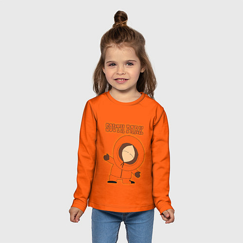 Детский лонгслив Южный Парк - на оранжевом фоне / 3D-принт – фото 5