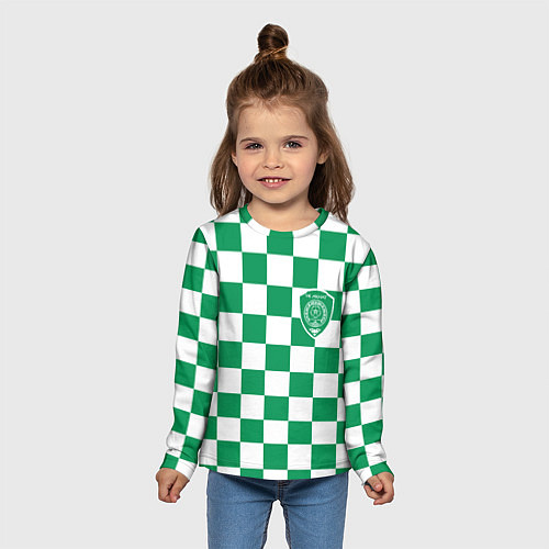 Детский лонгслив ФК Ахмат на фоне бело зеленой формы в квадрат / 3D-принт – фото 5