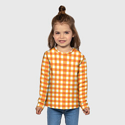 Лонгслив детский Бело-оранжевые квадратики, цвет: 3D-принт — фото 2