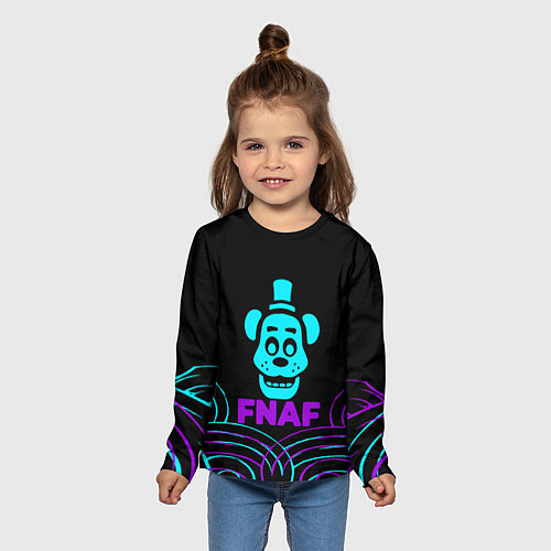 Детский лонгслив FNAF Фредди neon / 3D-принт – фото 5