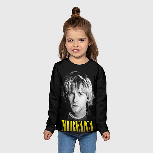 Детский лонгслив Nirvana - Kurt Donald Cobain / 3D-принт – фото 5