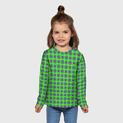 Лонгслив детский Фиолетовые кружочки на зеленом фоне, цвет: 3D-принт — фото 2