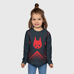 Лонгслив детский Красный Символ Stray на темном фоне со стрелками, цвет: 3D-принт — фото 2
