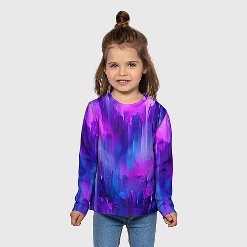 Детский лонгслив Purple splashes / 3D-принт – фото 5