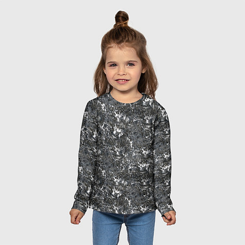 Детский лонгслив Темно серый графитовый с текстурой камня / 3D-принт – фото 5