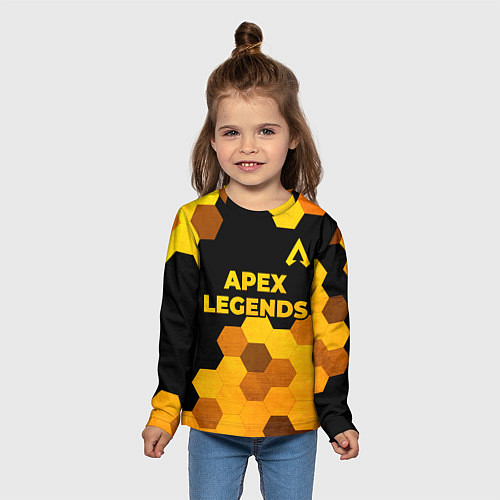 Детский лонгслив Apex Legends - gold gradient: символ сверху / 3D-принт – фото 5