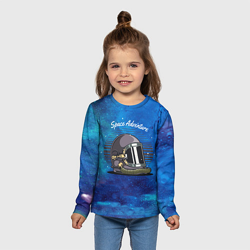 Детский лонгслив Скафандр космонавта на звездном фоне / 3D-принт – фото 5