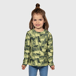 Лонгслив детский Кошачий камуфляж в зеленой гамме, цвет: 3D-принт — фото 2