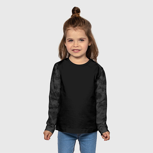 Детский лонгслив Кроссфит униформа - черный камуфляж / 3D-принт – фото 5