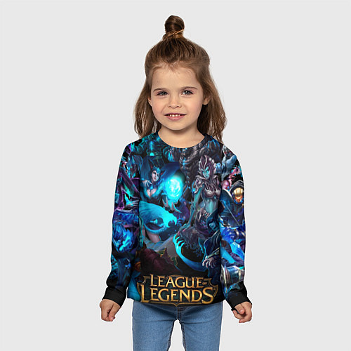 Детский лонгслив Коллаж LoL - Legue of Legends / 3D-принт – фото 5