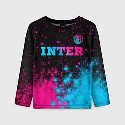 Лонгслив детский Inter - neon gradient: символ сверху, цвет: 3D-принт