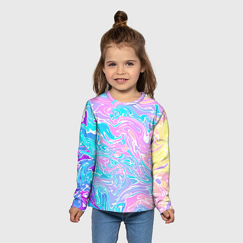 Детский лонгслив Liquid holographic waves / 3D-принт – фото 5