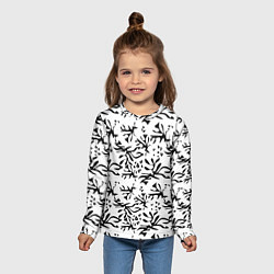 Лонгслив детский Черно белый абстрактный модный узор, цвет: 3D-принт — фото 2