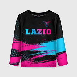 Лонгслив детский Lazio - neon gradient: символ сверху, цвет: 3D-принт