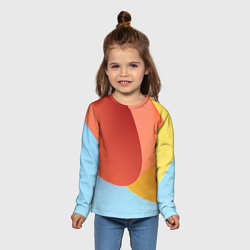 Детский лонгслив Абстрактные разноцветные листы / 3D-принт – фото 5