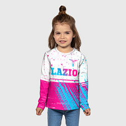 Лонгслив детский Lazio neon gradient style: символ сверху, цвет: 3D-принт — фото 2