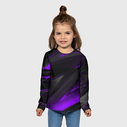 Лонгслив детский Черно-фиолетовая геометрическая абстракция, цвет: 3D-принт — фото 2