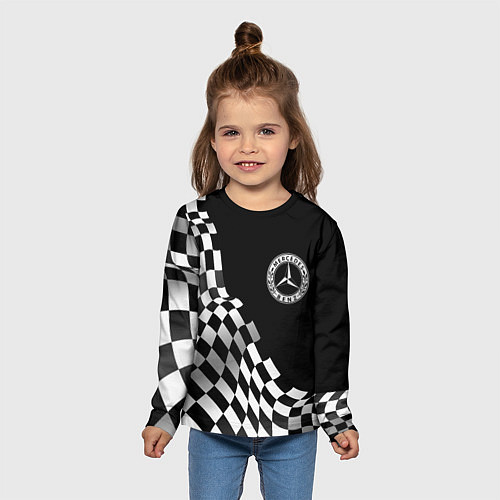 Детский лонгслив Mercedes racing flag / 3D-принт – фото 5