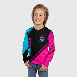 Лонгслив детский Brighton - neon gradient: символ и надпись вертика, цвет: 3D-принт — фото 2