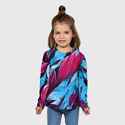 Лонгслив детский Яркие экзотические перья, цвет: 3D-принт — фото 2