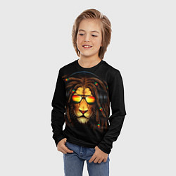 Лонгслив детский Лев в наушниках с дредами, цвет: 3D-принт — фото 2
