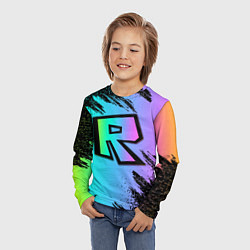 Лонгслив детский Roblox neon logo, цвет: 3D-принт — фото 2