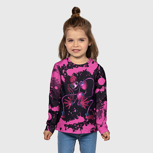 Детский лонгслив Poppy Playtime pink - Мамочка длинные ноги / 3D-принт – фото 5