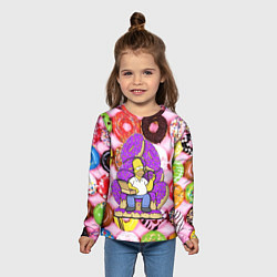 Лонгслив детский Гомер Симпсон в окружении пончиков, цвет: 3D-принт — фото 2