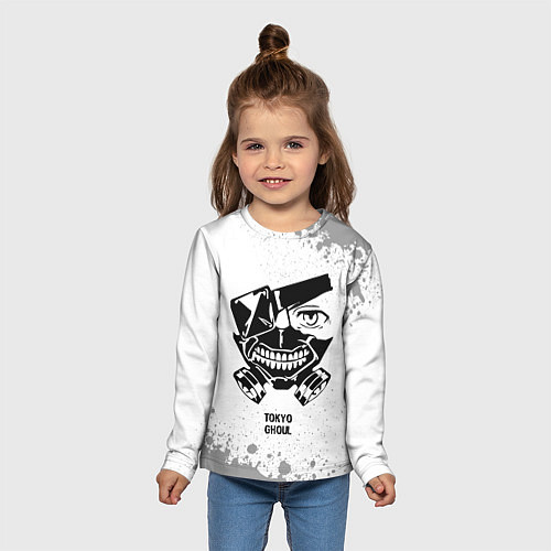 Детский лонгслив Tokyo Ghoul glitch на светлом фоне / 3D-принт – фото 5