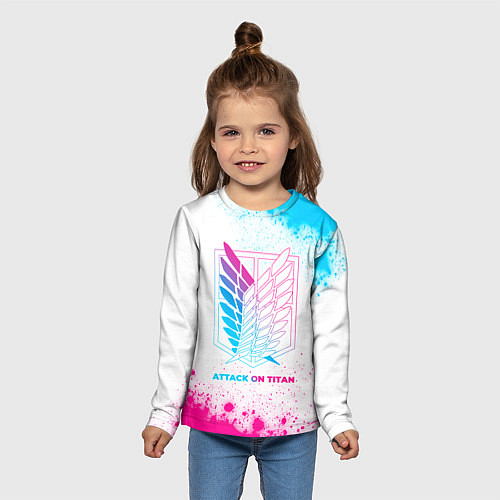 Детский лонгслив Attack on Titan neon gradient style / 3D-принт – фото 5