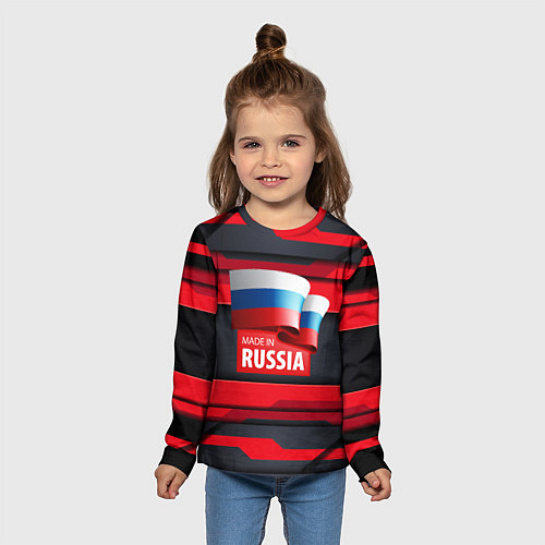 Детский лонгслив Red & Black - Russia / 3D-принт – фото 5