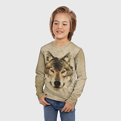 Лонгслив детский Полигональная голова волка, цвет: 3D-принт — фото 2
