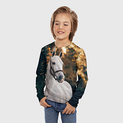 Лонгслив детский Белая лошадка, цвет: 3D-принт — фото 2