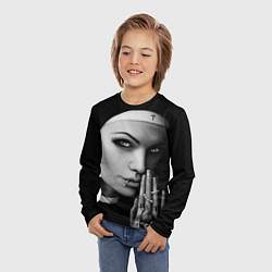 Лонгслив детский Готическая монашка с татуировкой Страсть, цвет: 3D-принт — фото 2