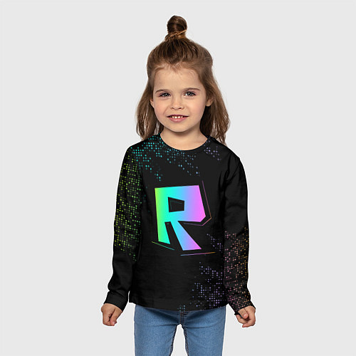 Детский лонгслив Roblox logo neon / 3D-принт – фото 5