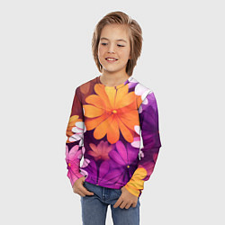 Лонгслив детский Яркие фанстастические цветы, цвет: 3D-принт — фото 2