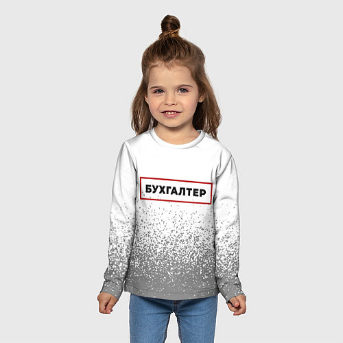 Детский лонгслив Бухгалтер - в красной рамке на светлом / 3D-принт – фото 5
