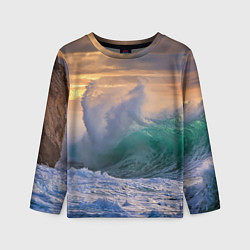 Лонгслив детский Штормовая волна, накатывающая на берег, цвет: 3D-принт