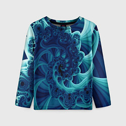 Лонгслив детский Закрученный синий фрактал, цвет: 3D-принт