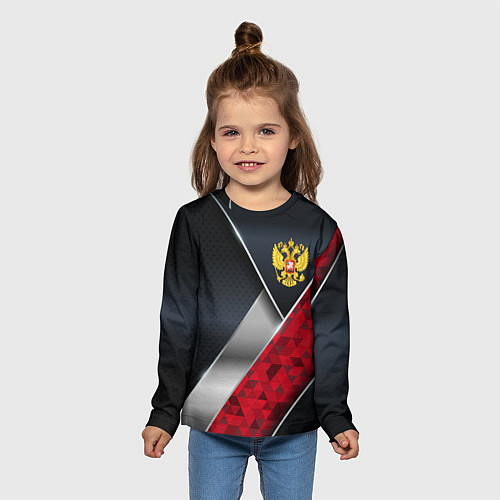 Детский лонгслив Red & black Russia / 3D-принт – фото 5