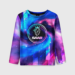 Лонгслив детский Saab неоновый космос, цвет: 3D-принт