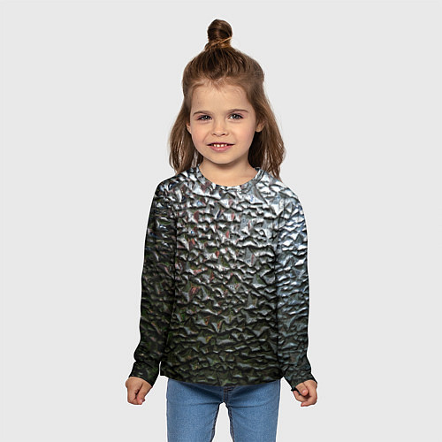 Детский лонгслив Неровная металлическая поверхность / 3D-принт – фото 5