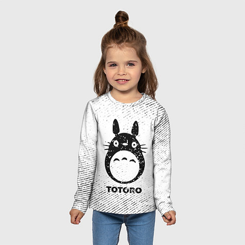 Детский лонгслив Totoro с потертостями на светлом фоне / 3D-принт – фото 5