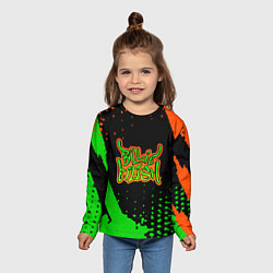 Лонгслив детский Billie Eilish - Зелено-желтый Краска, цвет: 3D-принт — фото 2